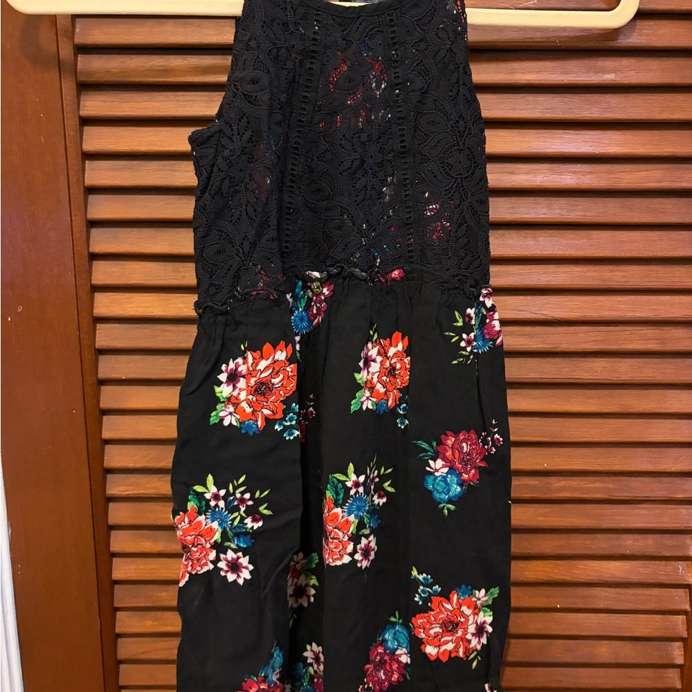 Art Class Black Floral Kids Dress